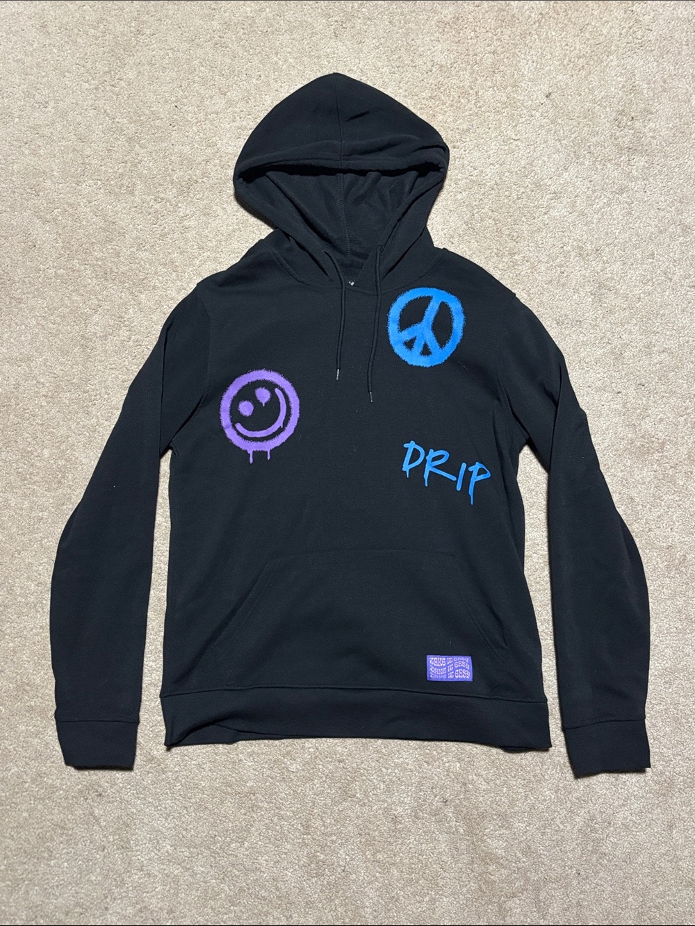 Brooklyn Cloth Black Hoodie with Blue & Purple Graphics